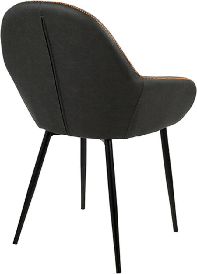 Lumisource Dining Chairs - Clubhouse Contemporary Dining Chair in Black with Grey Vintage Faux Leather - Set of 2