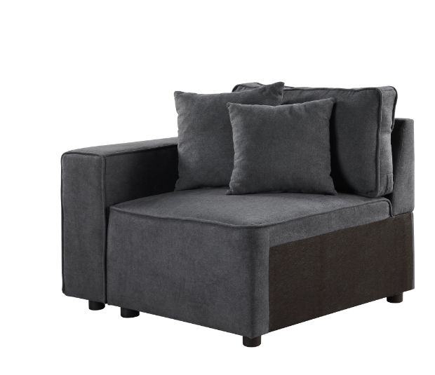 ACME Accent Chairs - ACME Silvester Modular Left Facing Chair w/2 Pillows, Gray Fabric