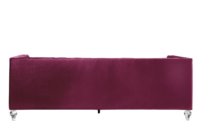 ACME Furniture Sofas & Couches - ACME Heibero Sofa w/2 Pillows, Burgundy Velvet