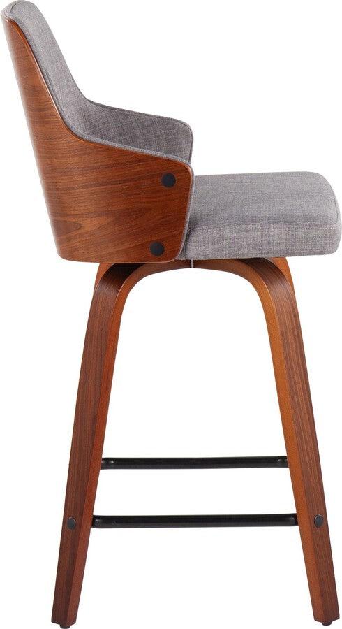 Lumisource Barstools - Stella Counter Stool In Walnut & Light Grey Fabric (Set of 2)
