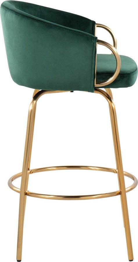 Lumisource Barstools - Claire /Glam Counter Stool In Gold Steel & Green Velvet (Set of 2)