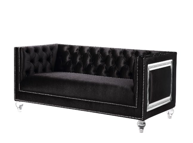 ACME Furniture Sofas & Couches - ACME Heibero Loveseat w/2 Pillows, Black Velvet