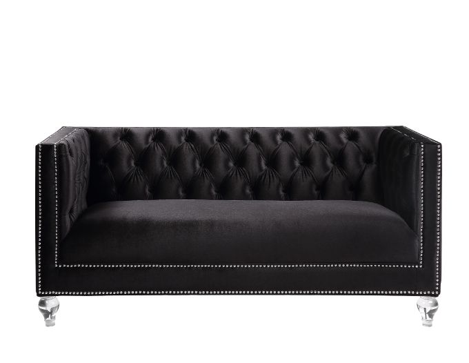 ACME Furniture Sofas & Couches - ACME Heibero Loveseat w/2 Pillows, Black Velvet