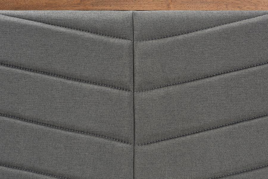 Wholesale Interiors Headboards - Iden Dark Grey Fabric Upholstered and Walnut Brown Finished Wood Full Size Headboard