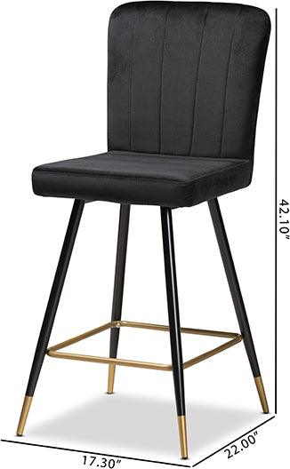 Wholesale Interiors Barstools - PrestonTwo-Tone Black and Gold Finished Metal 2-Piece Bar Stool Set
