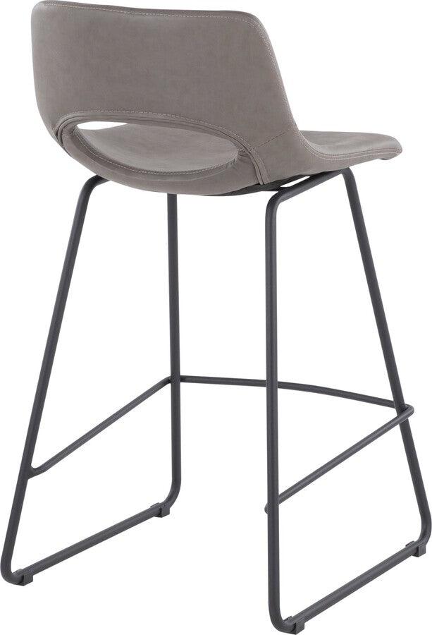 Lumisource Barstools - Robbi Counter Stool In Black Steel & Grey Faux Leather (Set of 2)