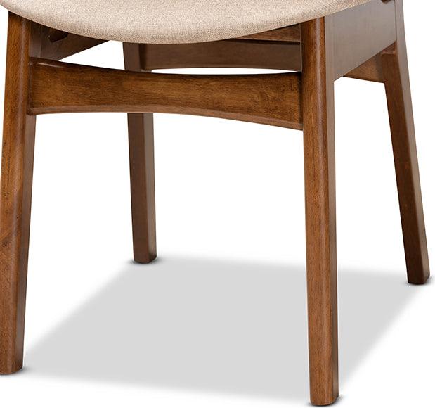 Wholesale Interiors Dining Chairs - Katya Mid-Century Modern Sand Fabric and Brown Finished Wood 2-Piece Dining Chair Set