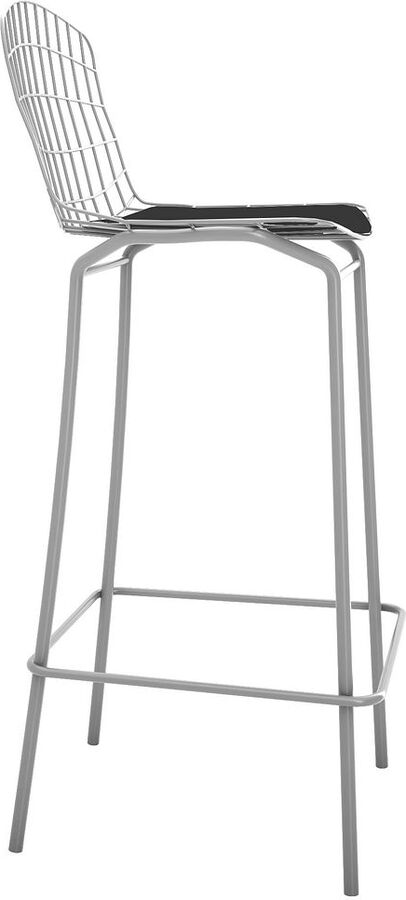 Manhattan Comfort Barstools - Madeline 41.73" Barstool with Seat Cushion in Charcoal Grey and Black