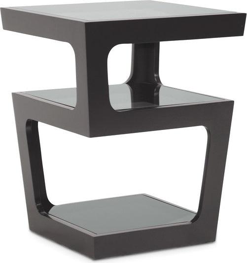 Wholesale Interiors Side & End Tables - Clara Black Modern End Table with 3-Tiered Glass Shelves