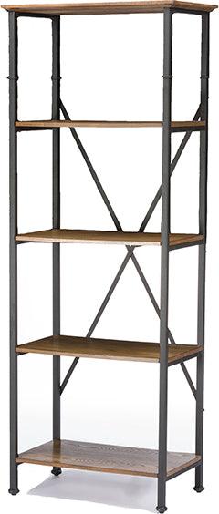 Wholesale Interiors Bookcases & Display Units - Lancashire Brown Wood & Metal Bookcase