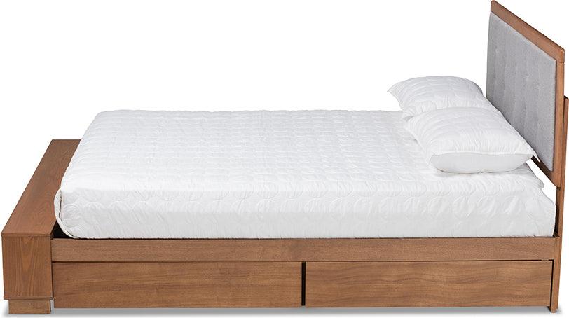 Wholesale Interiors Beds - Cosma Queen Storage Bed Light Gray & Ash Walnut