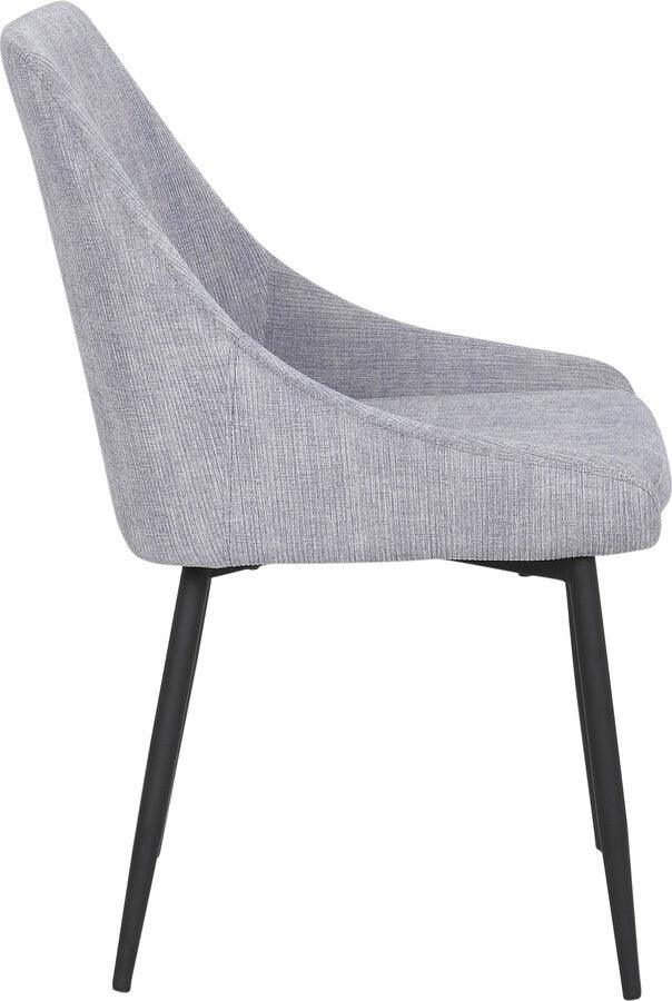 Lumisource Dining Chairs - Diana Contemporary Chair in Black Metal & Grey Corduroy Fabric - Set of 2
