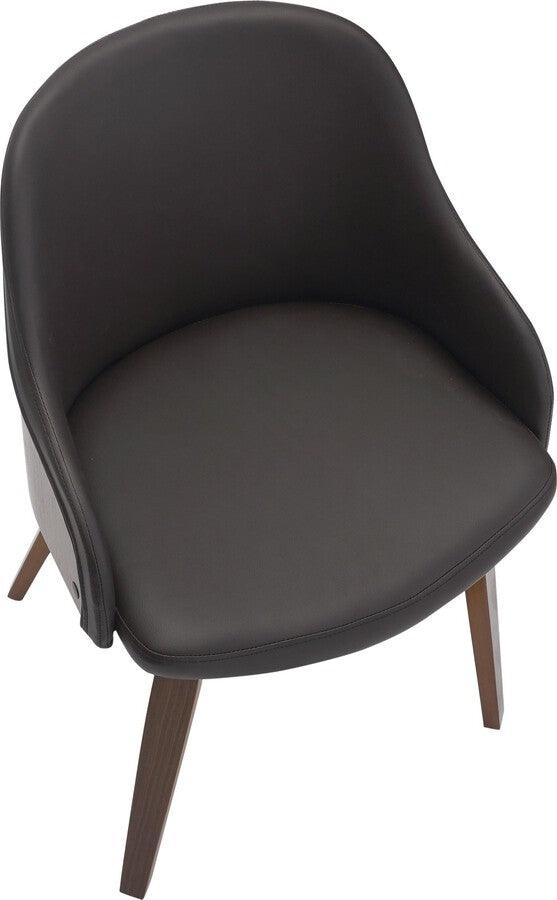 Lumisource Dining Chairs - Bacci Dining/Accent Chair In Walnut Wood & Brown Faux Leather