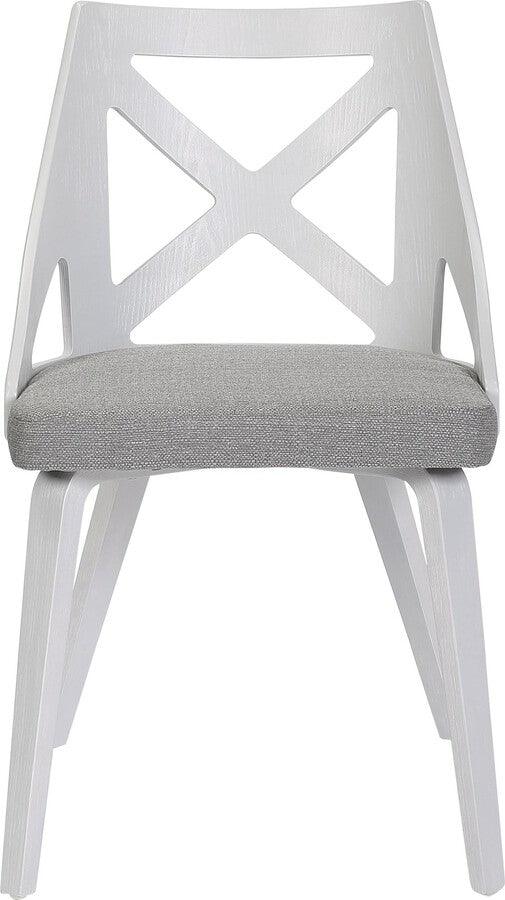 Lumisource Accent Chairs - Charlotte Farmhouse Chair In White Textured Wood & Light Grey Fabric (Set of 2)