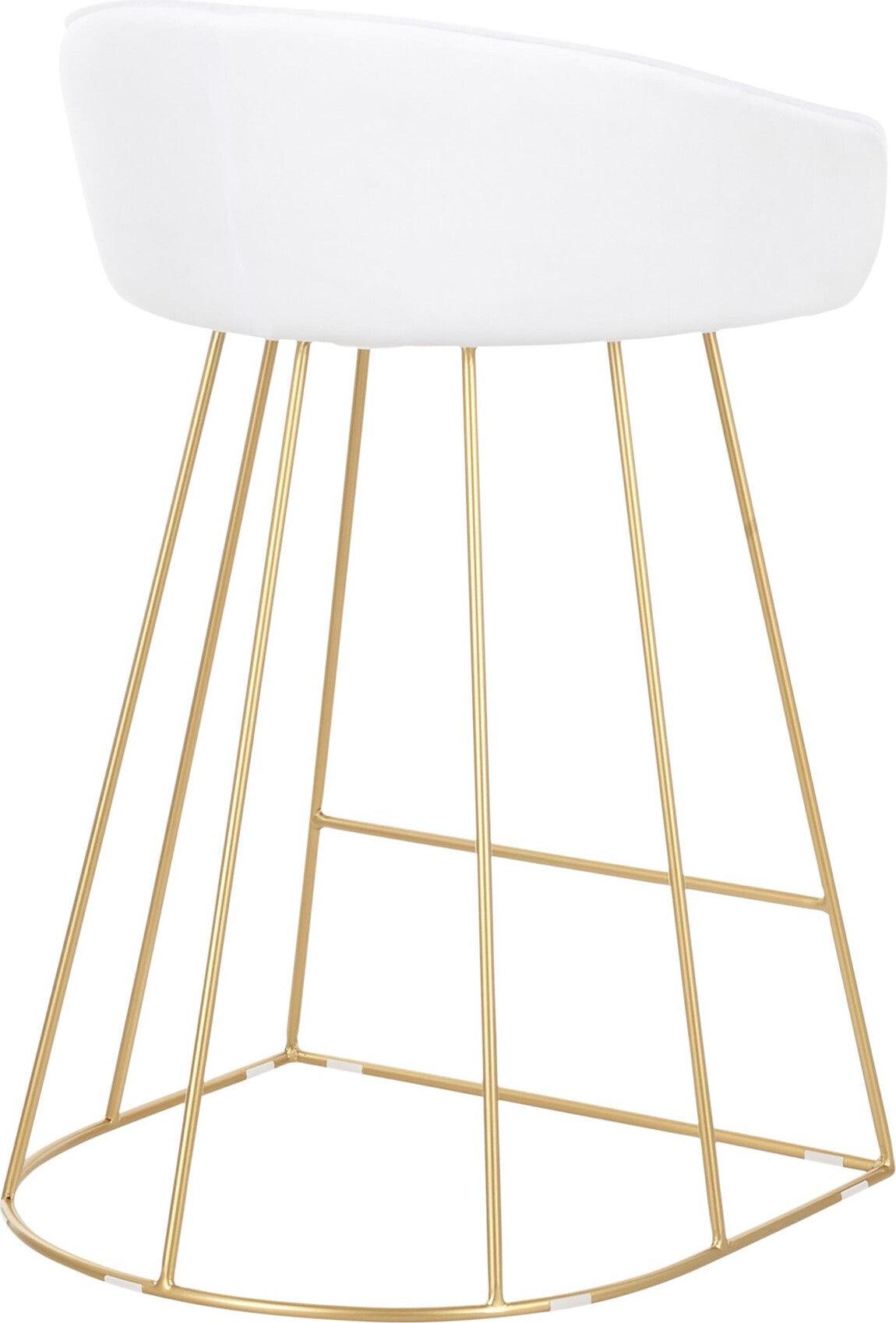 Lumisource Barstools - Canary Counter Stool (Set of 2) Gold & White Velvet