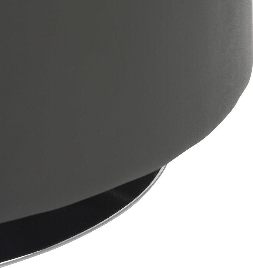 Lumisource Ottomans & Stools - Mason Round Swivel 26" Contemporary Ottoman In Chrome Metal & Grey Faux Leather