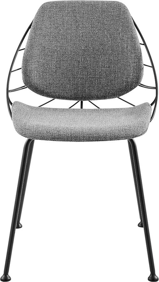 Euro Style Dining Chairs - Linnea Side Chair in Light Gray Fabric with Matte Black Frame and Legs - Set of 2
