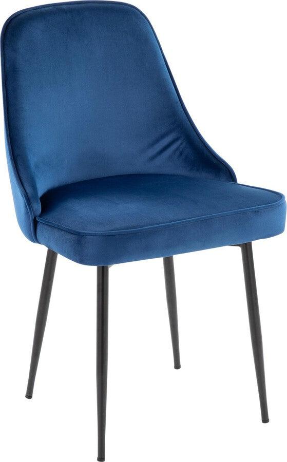Lumisource Dining Chairs - Marcel Contemporary Dining Chair With Black Frame & Navy Blue Velvet Fabric (Set of 2)