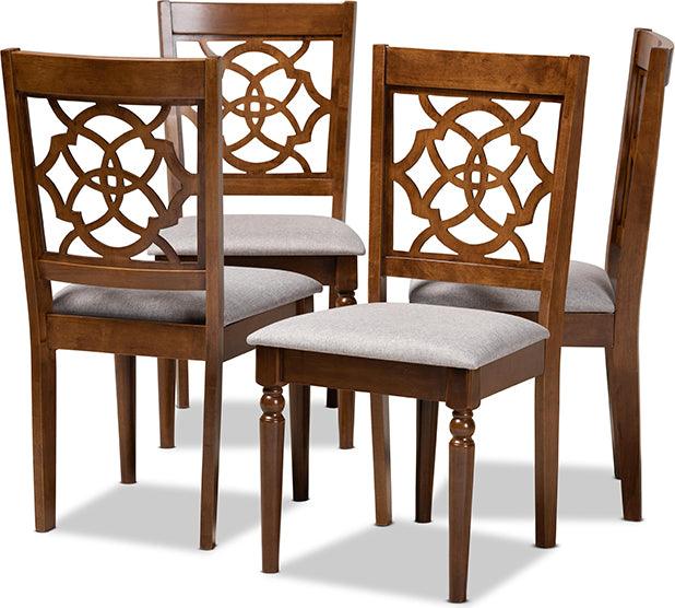 Wholesale Interiors Dining Chairs - Lylah Grey Fabric Upholstered And Walnut Brown Finished Wood 4-Piece Dining Chair Set