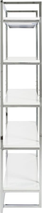 Euro Style Shelves - Gilbert 5 Shelving Unit in White with Chrome Frame