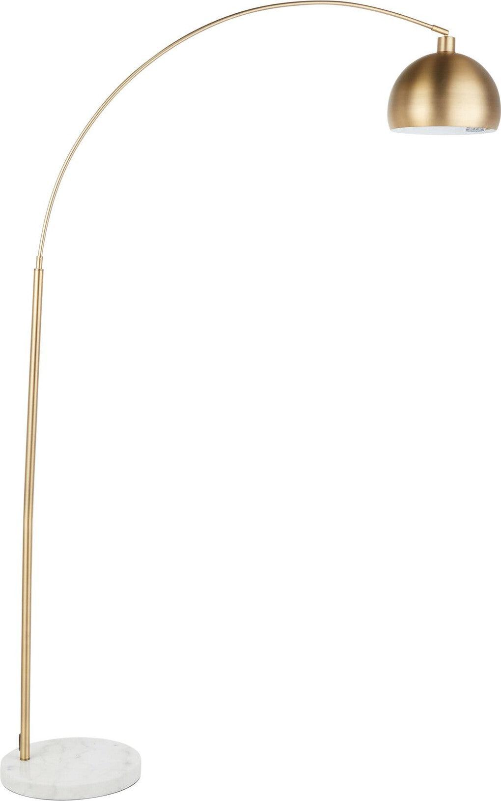 Lumisource Floor Lamps - March Floor Lamp White Marble & Antique Brass