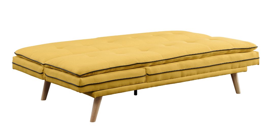ACME Furniture Sofas & Couches - ACME Savilla Adjustable Sofa, Yellow Linen & Oak Finish