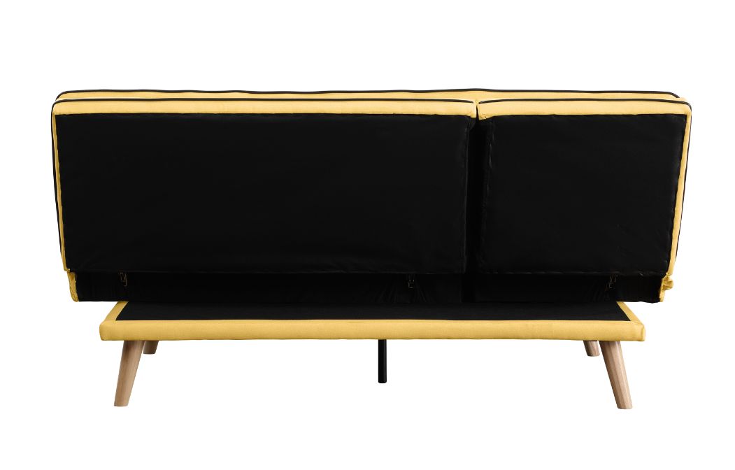 ACME Furniture Sofas & Couches - ACME Savilla Adjustable Sofa, Yellow Linen & Oak Finish