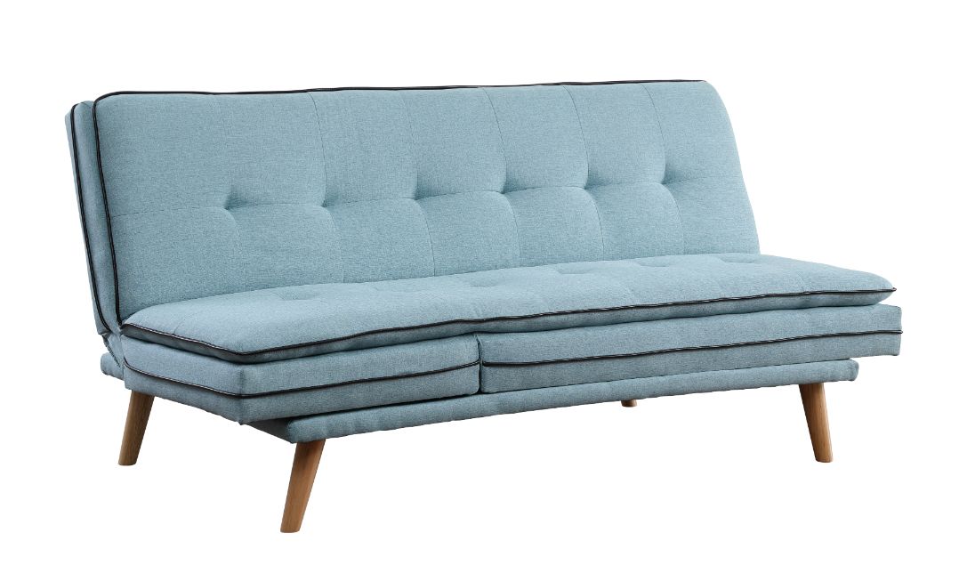 ACME Furniture Sofas & Couches - ACME Savilla Adjustable Sofa, Blue Linen & Oak Finish