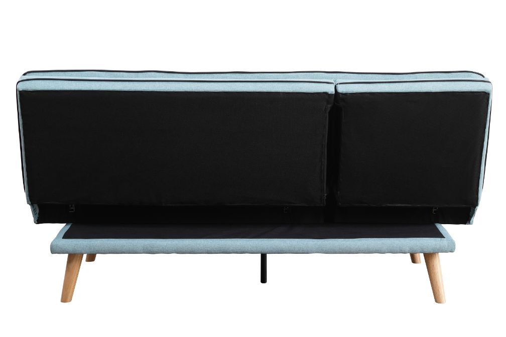 ACME Furniture Sofas & Couches - ACME Savilla Adjustable Sofa, Blue Linen & Oak Finish