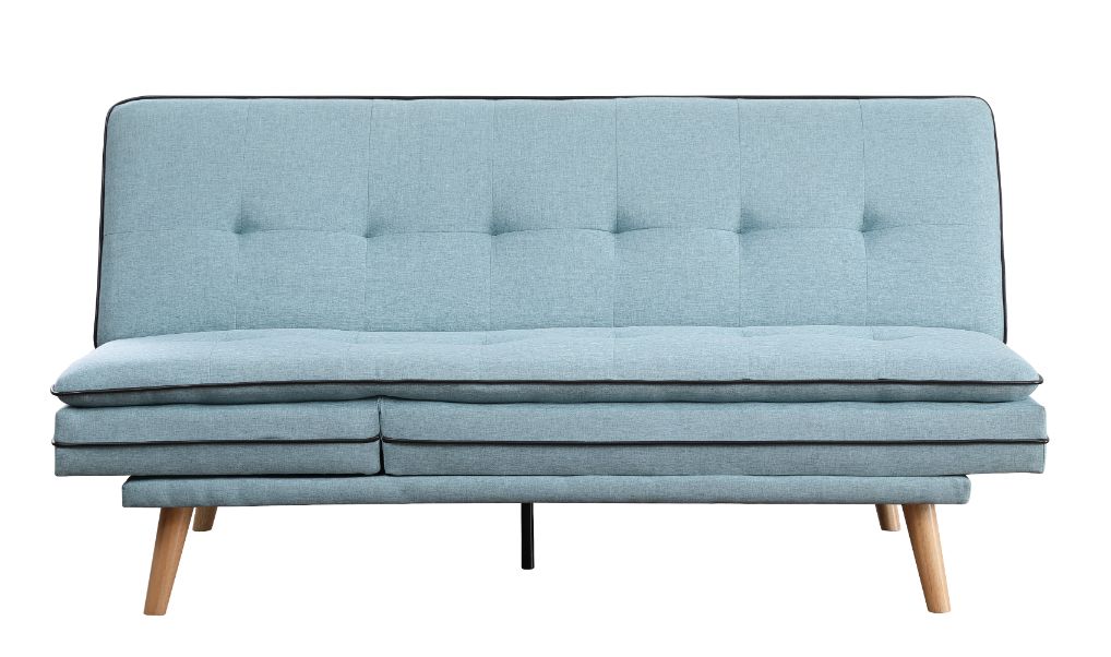ACME Furniture Sofas & Couches - ACME Savilla Adjustable Sofa, Blue Linen & Oak Finish