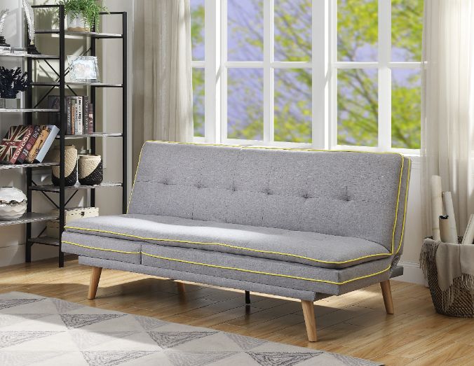 ACME Furniture Sofas & Couches - ACME Savilla Adjustable Sofa, Gray Linen & Oak Finish