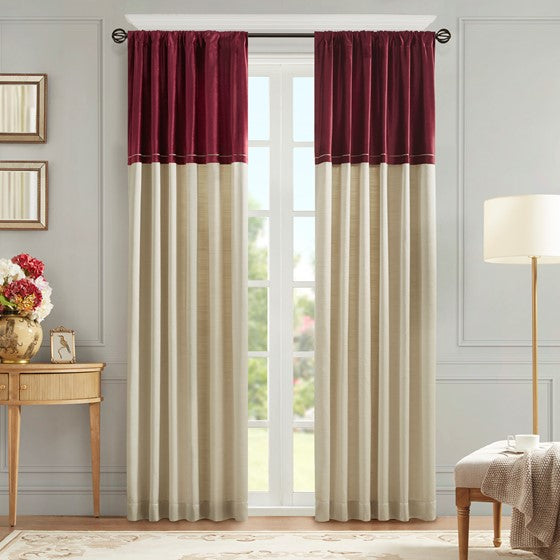 Olliix.com Curtains - Invertible Curtain Panel (Single) Red/Champagne