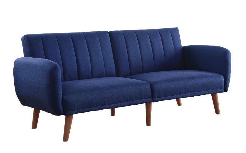 ACME Furniture Sofas & Couches - ACME Bernstein Adjustable Sofa, Blue Linen & Walnut Finish