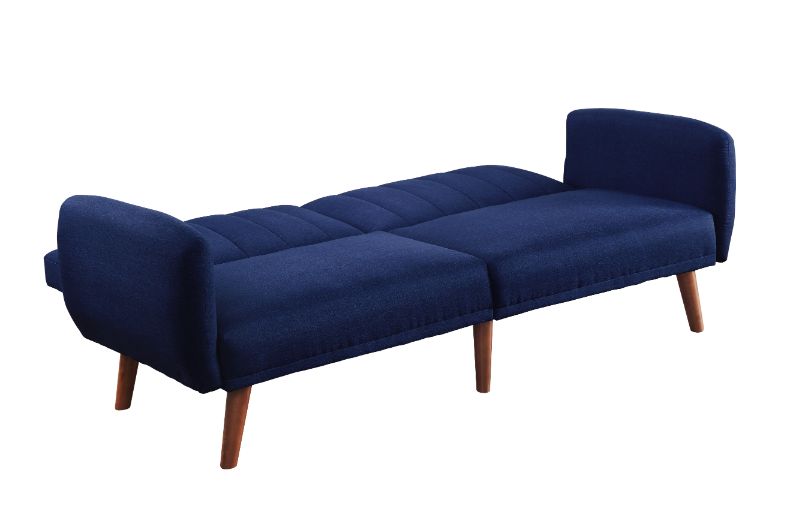 ACME Furniture Sofas & Couches - ACME Bernstein Adjustable Sofa, Blue Linen & Walnut Finish