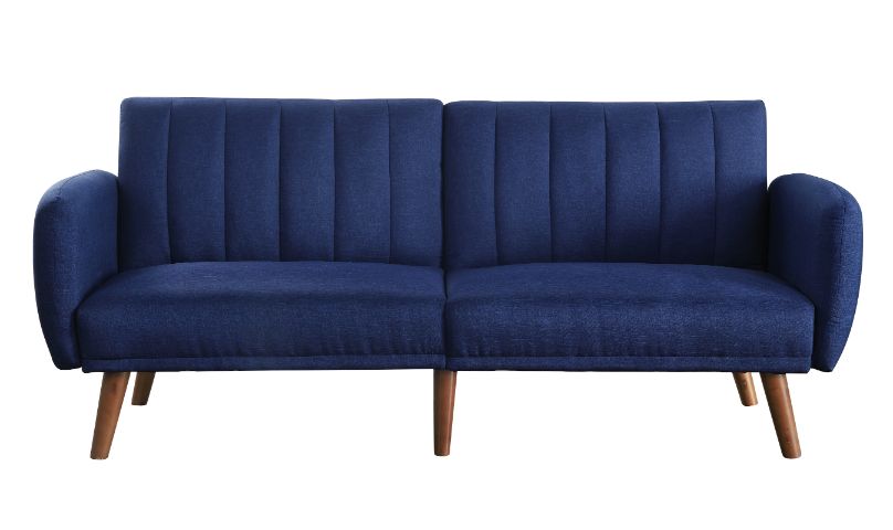 ACME Furniture Sofas & Couches - ACME Bernstein Adjustable Sofa, Blue Linen & Walnut Finish
