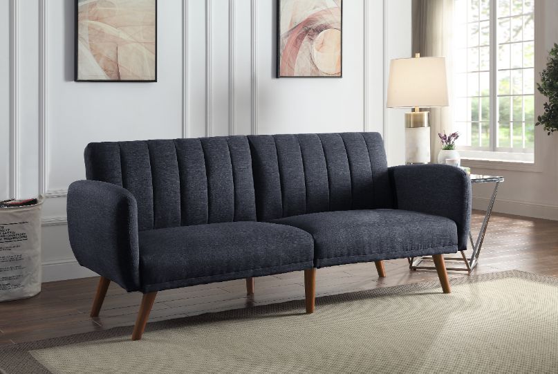 ACME Furniture Sofas & Couches - ACME Bernstein Adjustable Sofa, Gray Linen & Walnut Finish