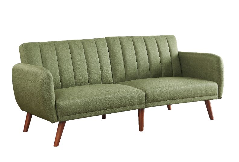 ACME Furniture Sofas & Couches - ACME Bernstein Adjustable Sofa, Green Linen & Walnut Finish