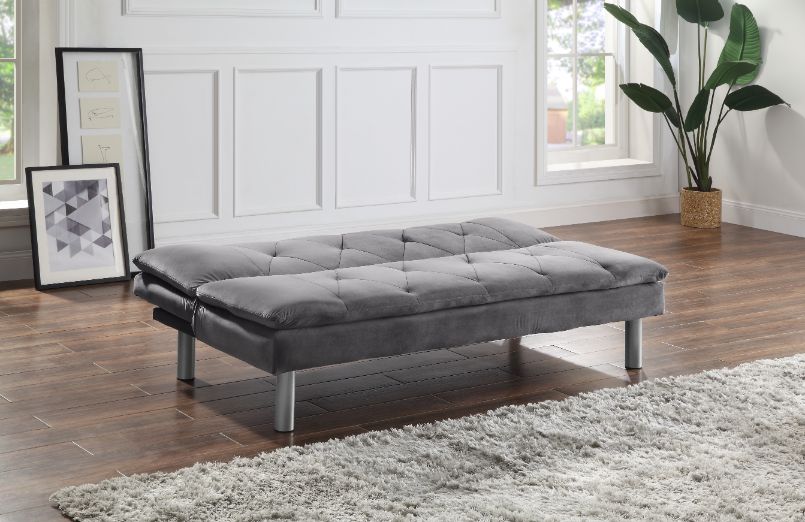 ACME Furniture Sofas & Couches - ACME Cilliers Adjustable Sofa, Gray Velvet & Chrome Finish