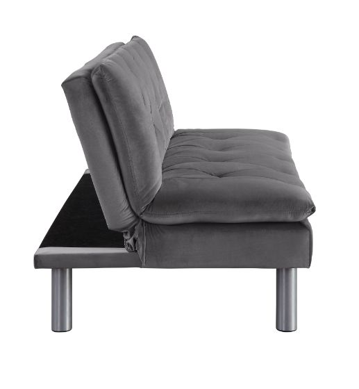 ACME Furniture Sofas & Couches - ACME Cilliers Adjustable Sofa, Gray Velvet & Chrome Finish
