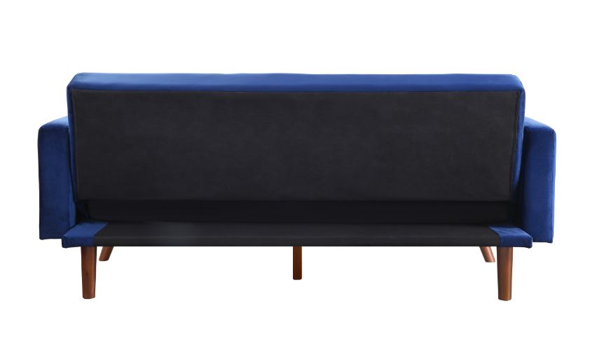 ACME Furniture Sofas & Couches - ACME Tanitha Adjustable Sofa, Blue Velvet & Natural Finish