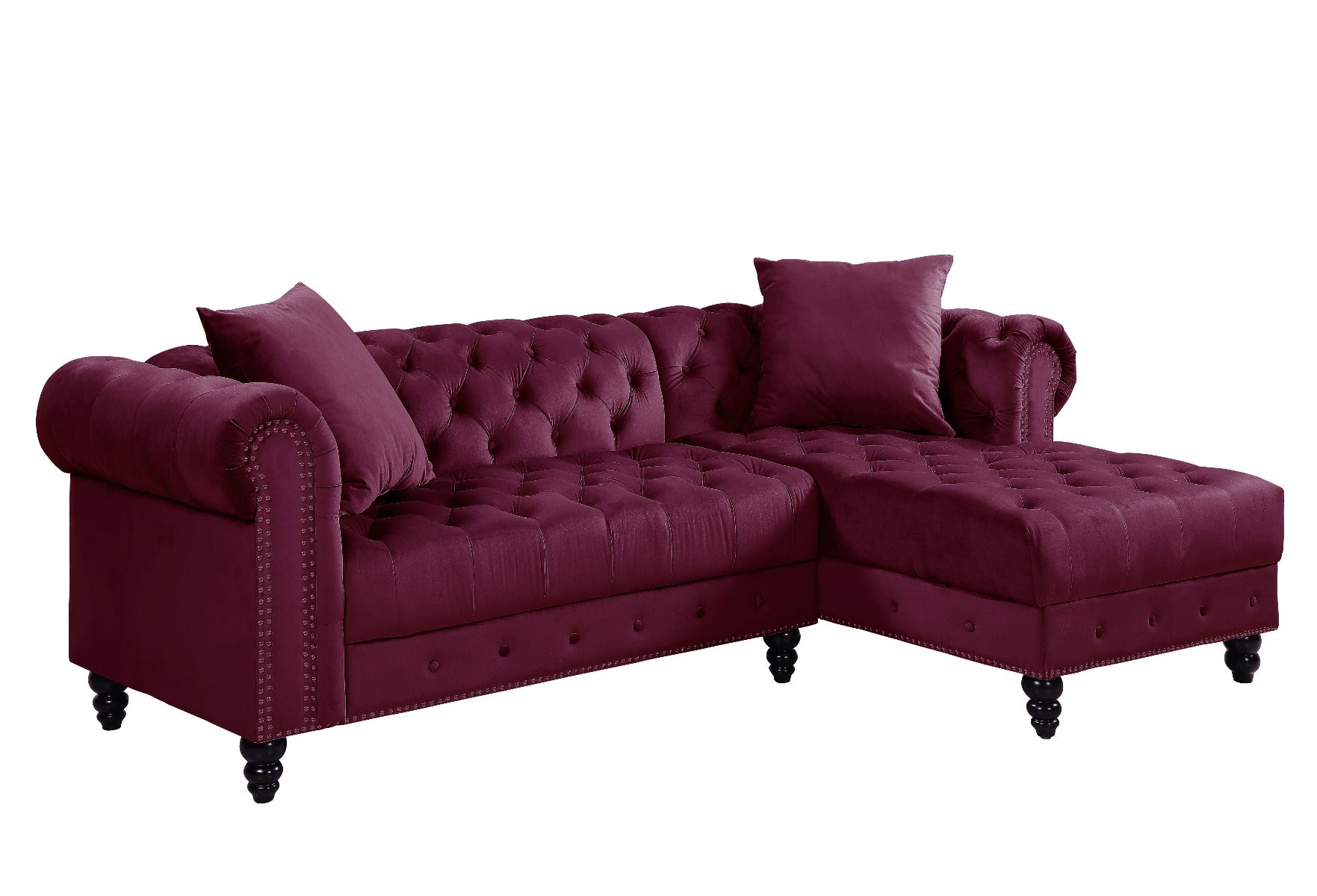 ACME Furniture Sofas & Couches - ACME Adnelis Sectional Sofa w/2 Pillows, Red Velvet