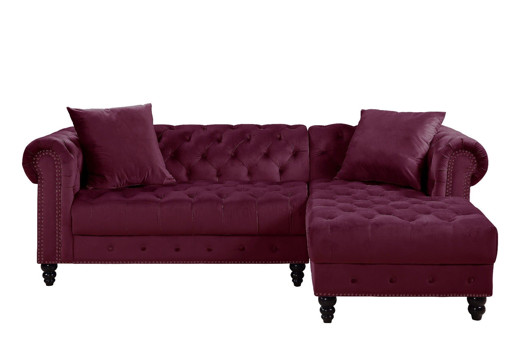 ACME Furniture Sofas & Couches - ACME Adnelis Sectional Sofa w/2 Pillows, Red Velvet