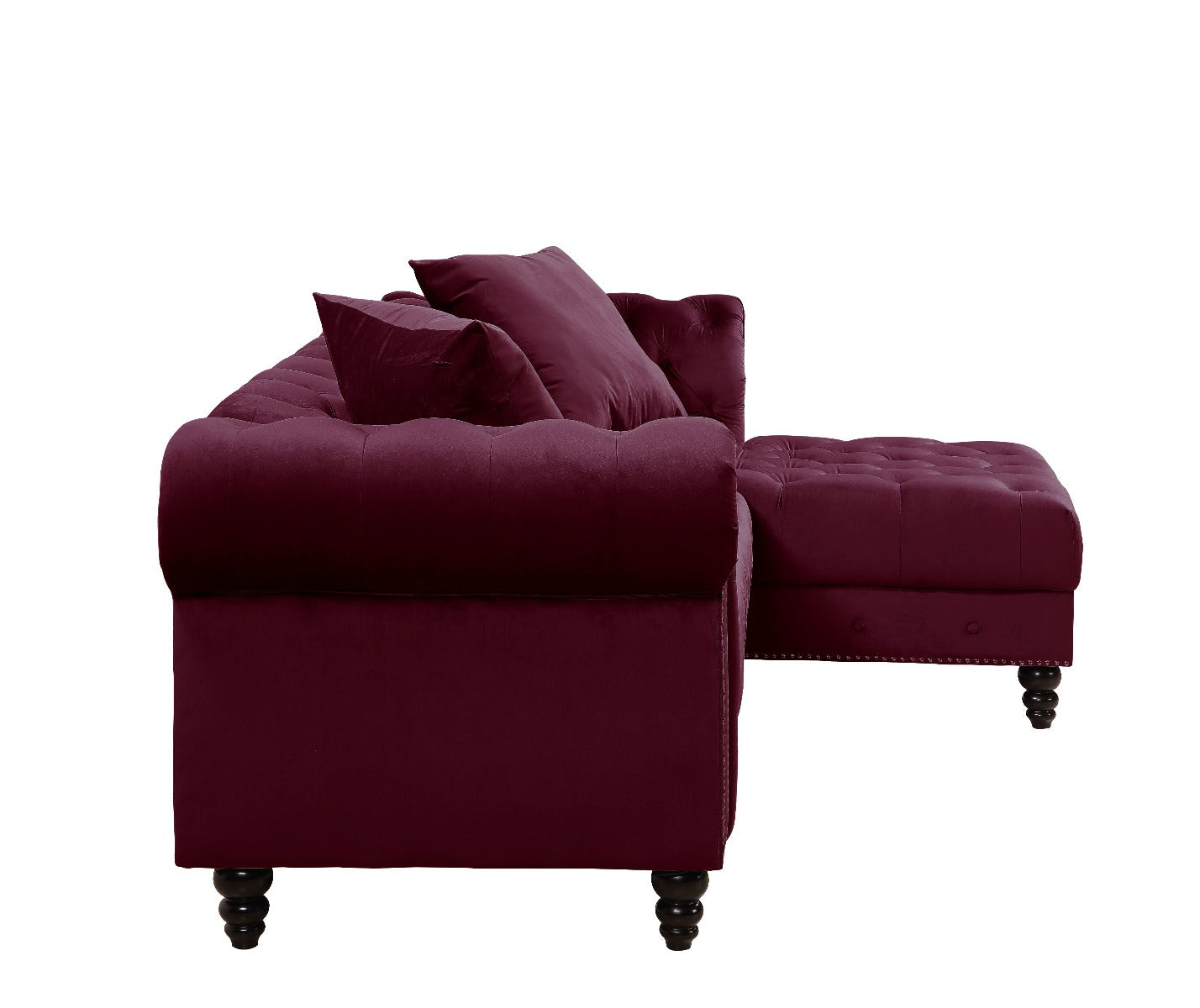 ACME Furniture Sofas & Couches - ACME Adnelis Sectional Sofa w/2 Pillows, Red Velvet