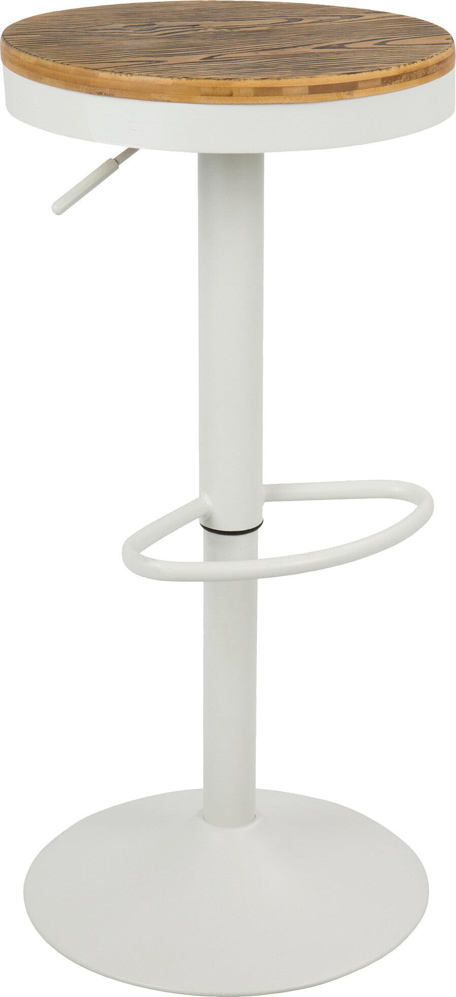Lumisource Barstools - Dakota Industrial Adjustable Barstool with Swivel in White (Set of 2)
