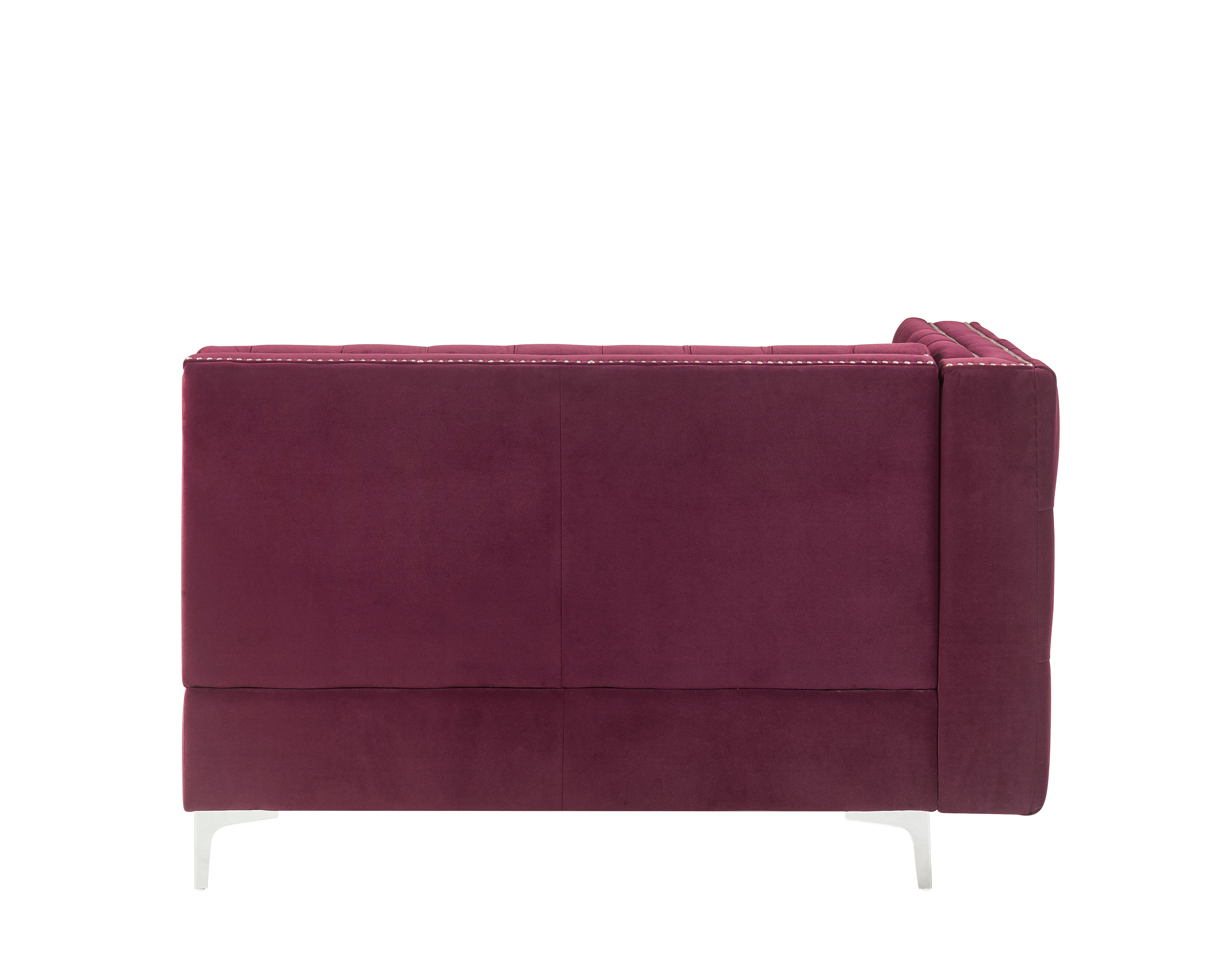 ACME Furniture Sofas & Couches - ACME Jaszira Modular - Armless Loveseat w/2 Pillows, Burgundy Velvet