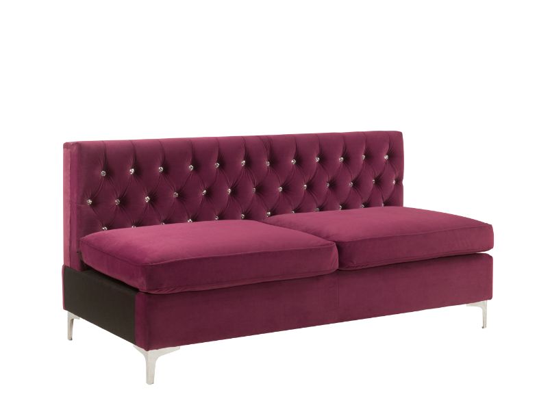 ACME Furniture Sofas & Couches - ACME Jaszira Modular - Armless Sofa, Burgundy Velvet