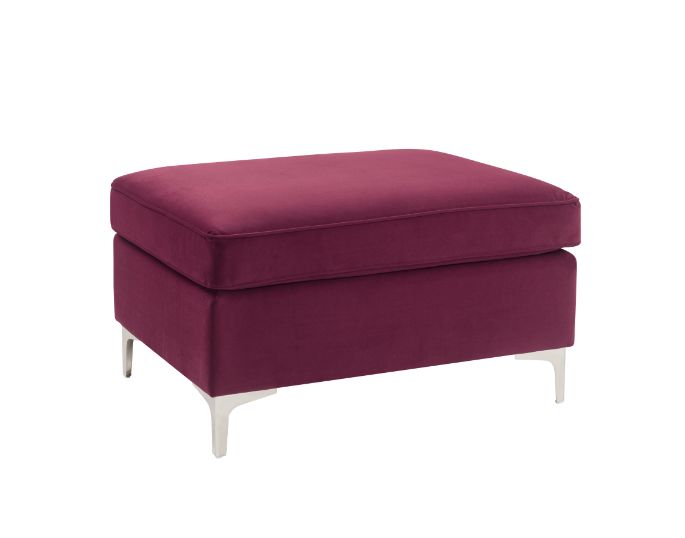 ACME Ottomans & Stools - ACME Jaszira Ottoman, Burgundy Velvet