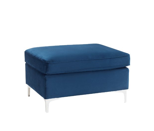 ACME Ottomans & Stools - ACME Jaszira Ottoman, Blue Velvet