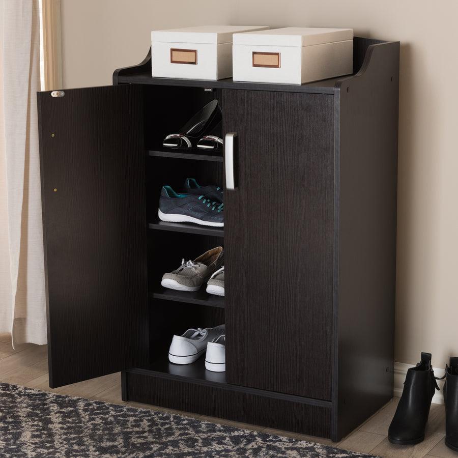 Wholesale Interiors Shoe Storage - Verdell Modern and Contemporary Wenge Brown Finished Shoe Cabinet