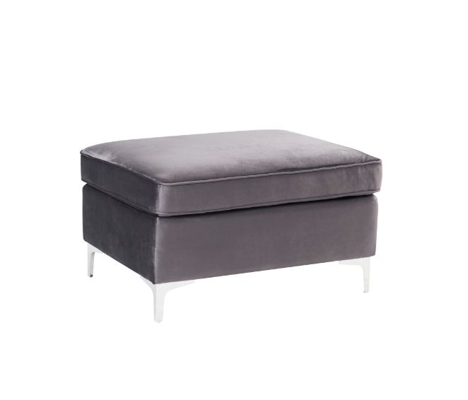 ACME Ottomans & Stools - ACME Jaszira Ottoman, Gray Velvet